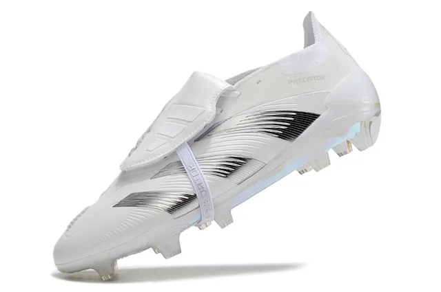 Adidas White Silver Upper Metallic Stripes Firm-Ground Soccer Shoes 3