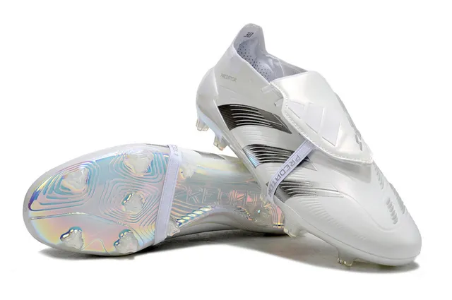 Adidas White Silver Upper Metallic Stripes Firm-Ground Soccer Shoes 4