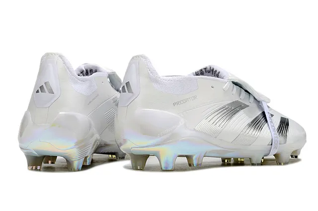 Adidas White Silver Upper Metallic Stripes Firm-Ground Soccer Shoes 5