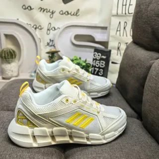 Adidas White Yellow Chunky Sculpted Midsole Mesh And Synthetic Overlay Upper Sneakers