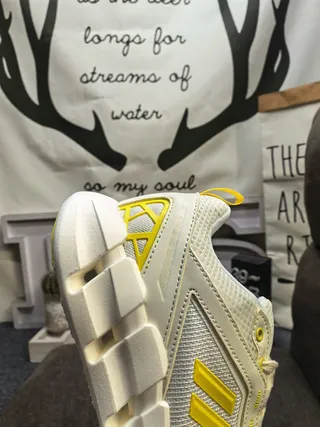 Adidas White Yellow Chunky Sculpted Midsole Mesh And Synthetic Overlay Upper Sneakers 3