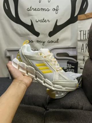 Adidas White Yellow Chunky Sculpted Midsole Mesh And Synthetic Overlay Upper Sneakers 5