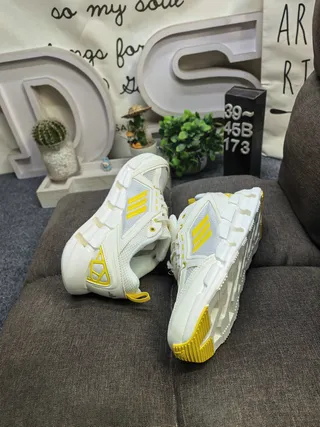 Adidas White Yellow Chunky Sculpted Midsole Mesh And Synthetic Overlay Upper Sneakers 6