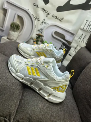Adidas White Yellow Chunky Sculpted Midsole Mesh And Synthetic Overlay Upper Sneakers 7