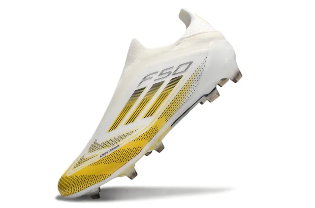 Adidas White Yellow Low-Cut Sock-Fit Upper Synthetic Cage Overlay Firm-Ground Soccer Shoes 3