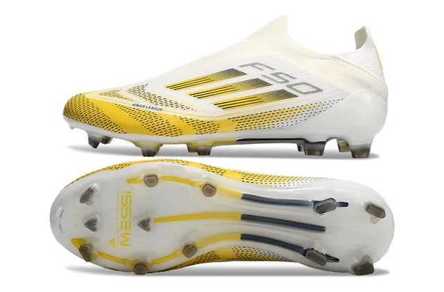 Adidas White Yellow Low-Cut Sock-Fit Upper Synthetic Cage Overlay Firm-Ground Soccer Shoes 6