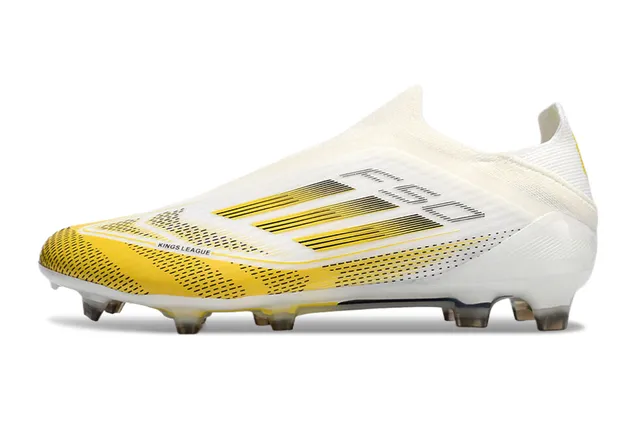 Adidas White Yellow Low-Cut Sock-Fit Upper Synthetic Cage Overlay Firm-Ground Soccer Shoes 7