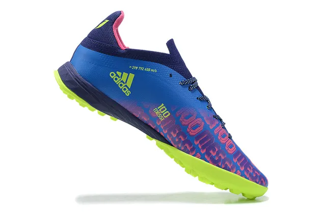 Adidas X Azul Verde Baixo Superior Sintético Espigas Moldadas Grama Sapatos de Futebol 3