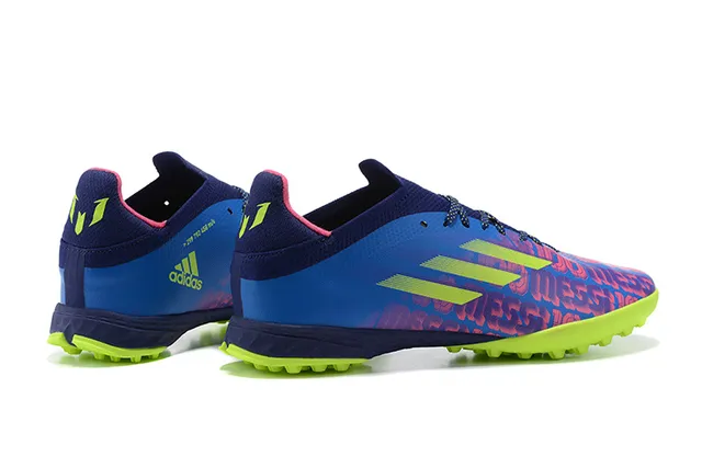 Adidas X Azul Verde Baixo Superior Sintético Espigas Moldadas Grama Sapatos de Futebol 5