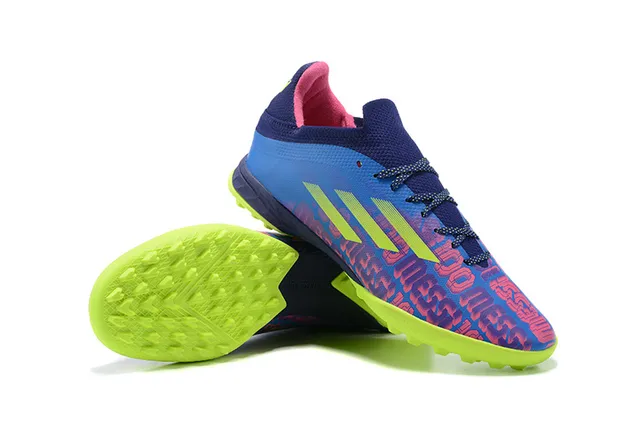 Adidas X Azul Verde Baixo Superior Sintético Espigas Moldadas Grama Sapatos de Futebol 6