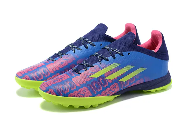 Adidas X Azul Verde Baixo Superior Sintético Espigas Moldadas Grama Sapatos de Futebol 8