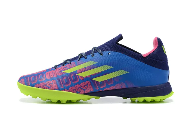 Adidas X Azul Verde Baixo Superior Sintético Espigas Moldadas Grama Sapatos de Futebol 10