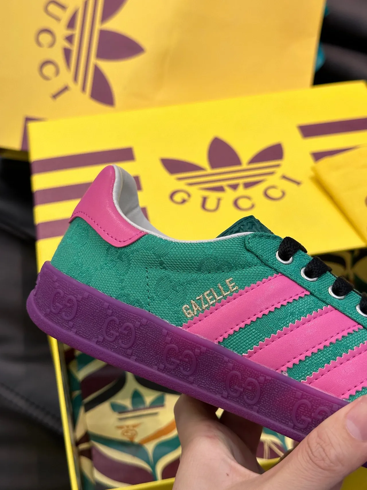 Adidas x Gucci Samba Teal Pink Purple Lifestyle Sneakers 3