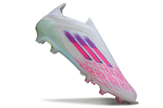 Adidas X Speedportal F50 সাদা গোলাপি নীল হলোগ্রাফিক ফার্ম গ্রাউন্ড ফুটবল জুতো 2