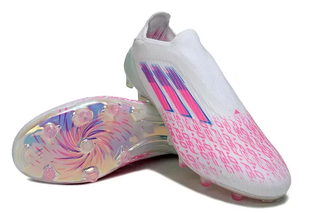 Adidas X Speedportal F50 সাদা গোলাপি নীল হলোগ্রাফিক ফার্ম গ্রাউন্ড ফুটবল জুতো 4