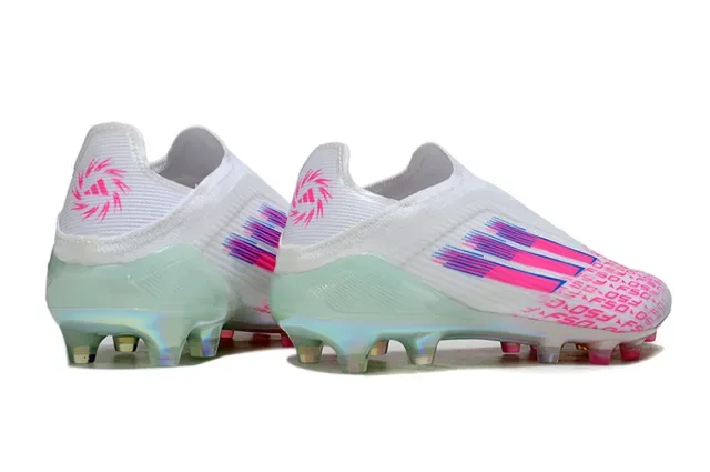 Adidas X Speedportal F50 সাদা গোলাপি নীল হলোগ্রাফিক ফার্ম গ্রাউন্ড ফুটবল জুতো 6