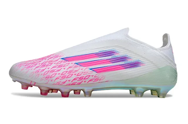 Adidas X Speedportal F50 সাদা গোলাপি নীল হলোগ্রাফিক ফার্ম গ্রাউন্ড ফুটবল জুতো 8