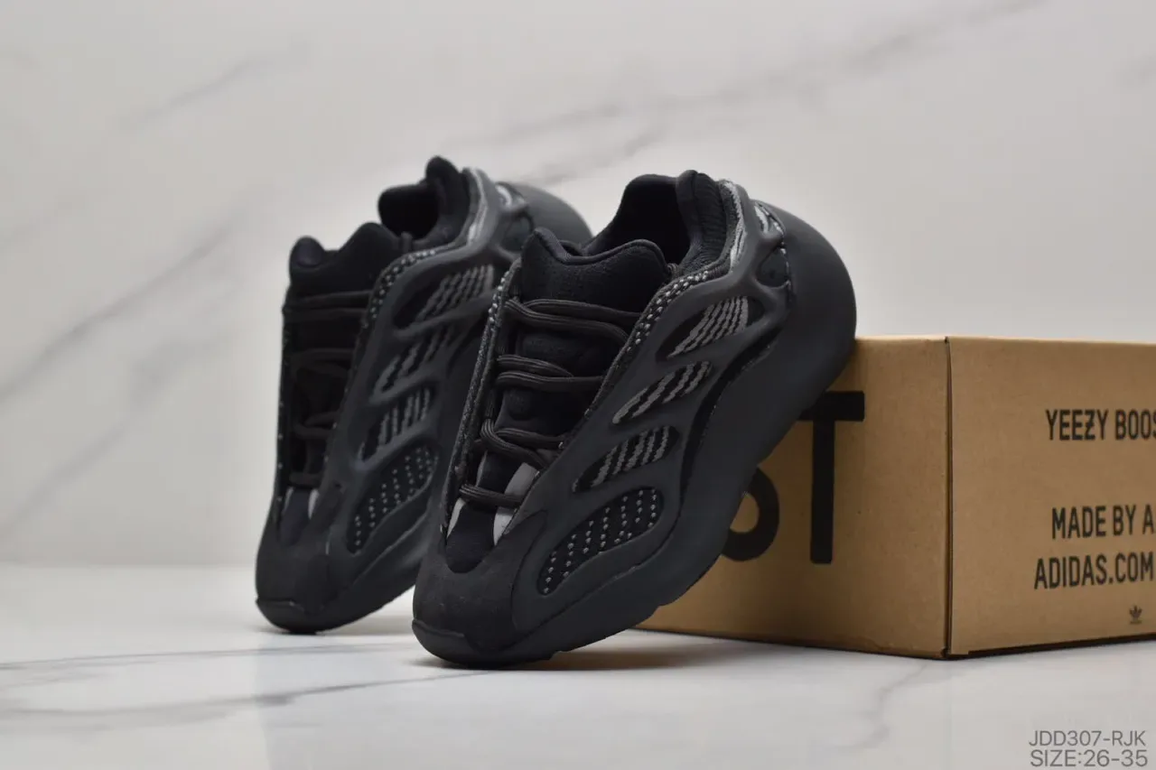 Adidas Yeezy Boost 700 भूरा काला नक्काशी मध्य तल पिंजरा ओवरले निर्माण जीवन शैली जूते 18