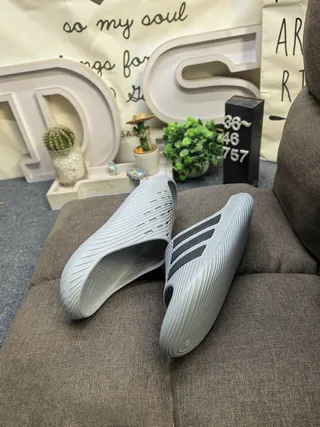 Adidas Yeezy Slide Light Gray Black Slippers 6