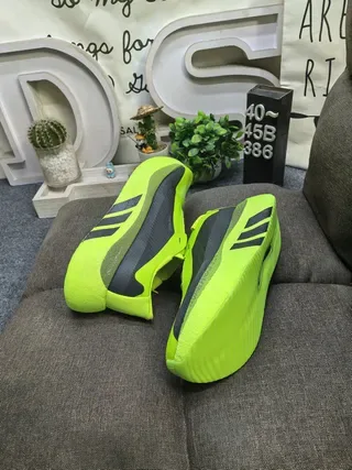 Adidas Yellow Black Laceless Slip-On Knit Upper Lifestyle Sneakers 6