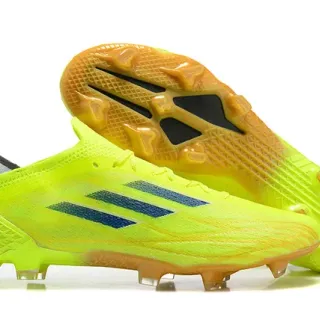 Adidas Yellow Blue Neon Gradient Upper Dark Triple Stripes Firm-Ground Soccer Shoes