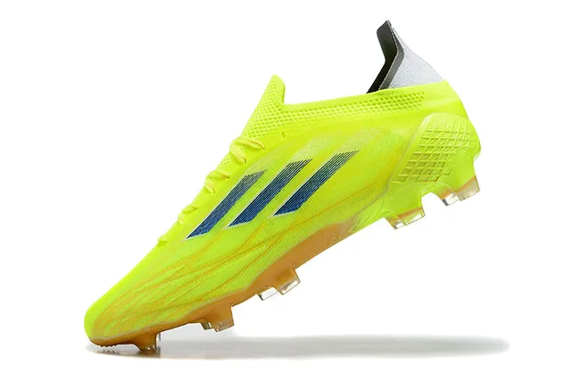 Adidas Yellow Blue Neon Gradient Upper Dark Triple Stripes Firm-Ground Soccer Shoes 4