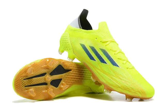 Adidas Yellow Blue Neon Gradient Upper Dark Triple Stripes Firm-Ground Soccer Shoes 6