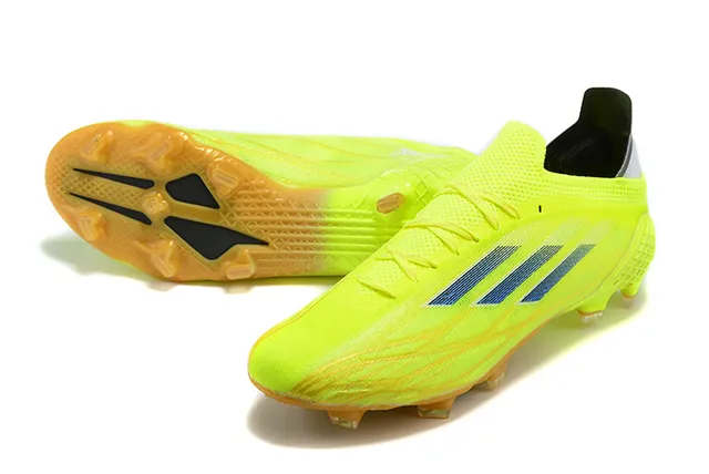 Adidas Yellow Blue Neon Gradient Upper Dark Triple Stripes Firm-Ground Soccer Shoes 7