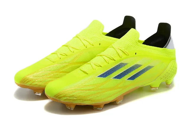 Adidas Yellow Blue Neon Gradient Upper Dark Triple Stripes Firm-Ground Soccer Shoes 8