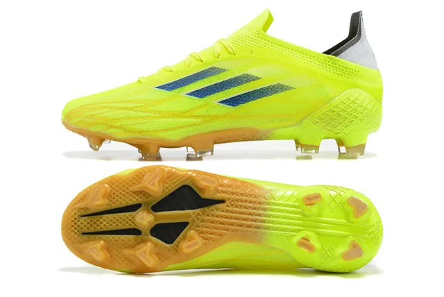 Adidas Yellow Blue Neon Gradient Upper Dark Triple Stripes Firm-Ground Soccer Shoes 9