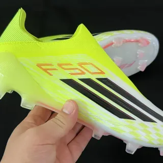 Adidas Yellow White Low-Cut Sock-Fit Upper Asymmetric Lacing Firm-Ground Soccer Shoes