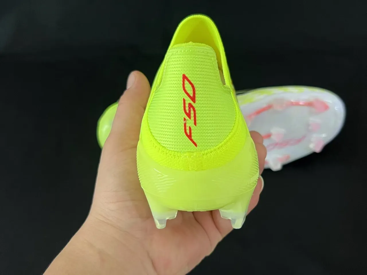 Adidas Yellow White Low-Cut Sock-Fit Upper Asymmetric Lacing Firm-Ground Soccer Shoes 3