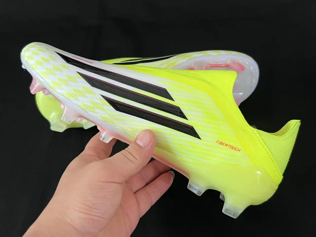 Adidas Yellow White Low-Cut Sock-Fit Upper Asymmetric Lacing Firm-Ground Soccer Shoes 4