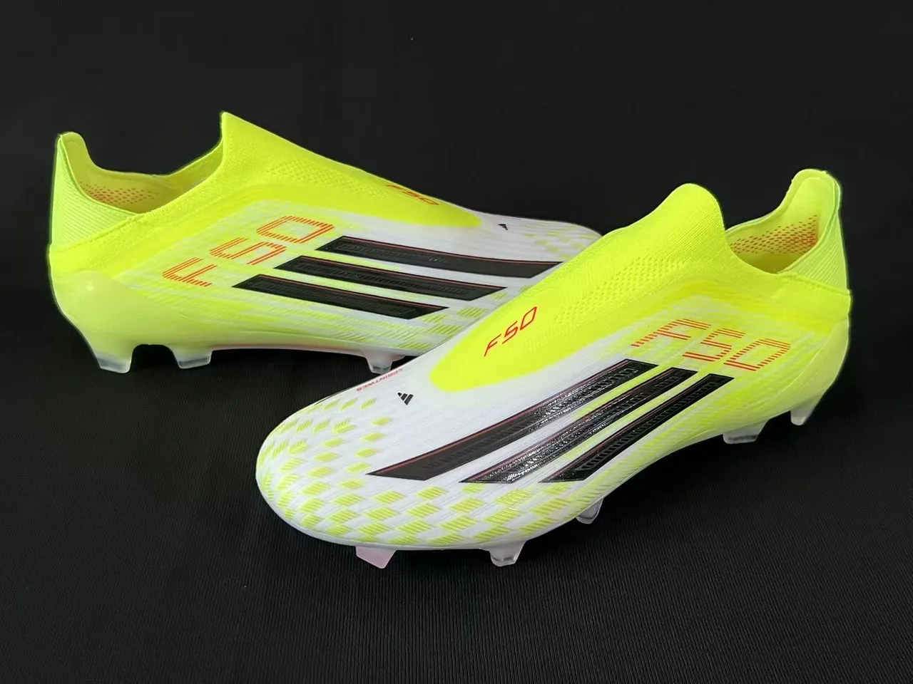 Adidas Yellow White Low-Cut Sock-Fit Upper Asymmetric Lacing Firm-Ground Soccer Shoes 6