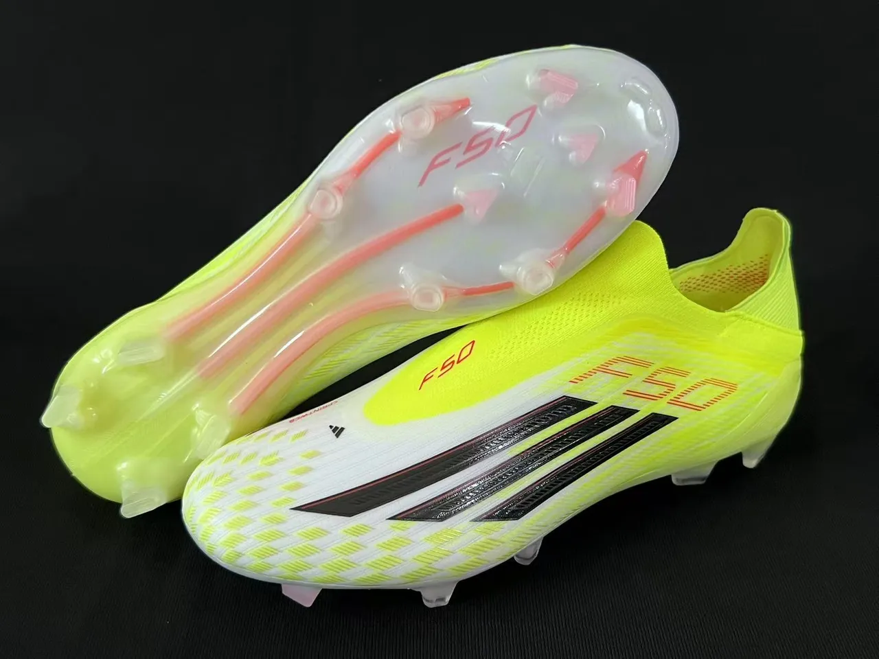 Adidas Yellow White Low-Cut Sock-Fit Upper Asymmetric Lacing Firm-Ground Soccer Shoes 7