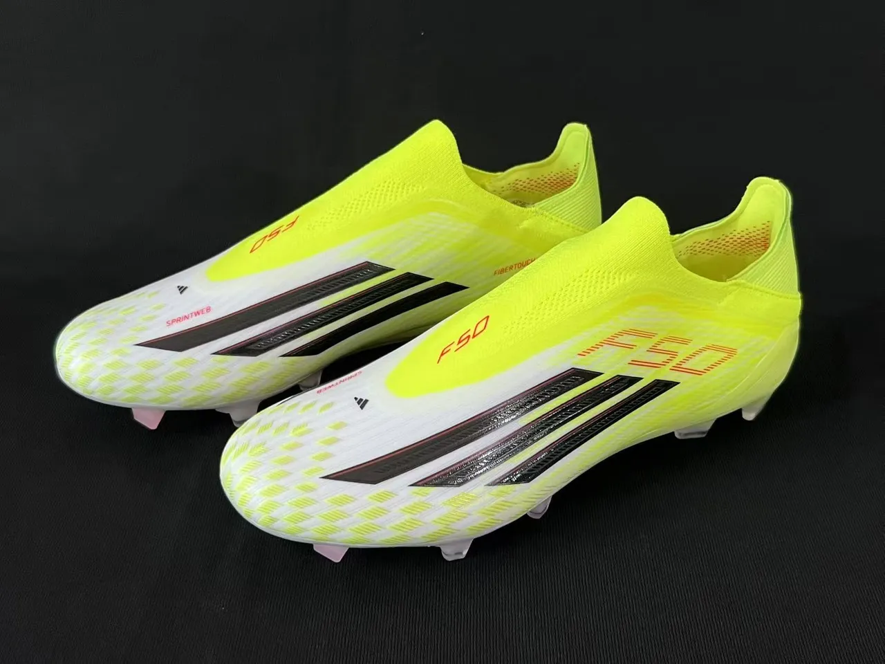 Adidas Yellow White Low-Cut Sock-Fit Upper Asymmetric Lacing Firm-Ground Soccer Shoes 9