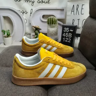 Adidas Yellow White Suede Upper Three-Stripe Side Panel Lifestyle Sneakers