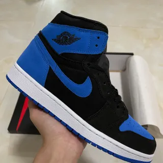 Air Jordan 1 High Black Royal Blue Suede Basketball Shoes