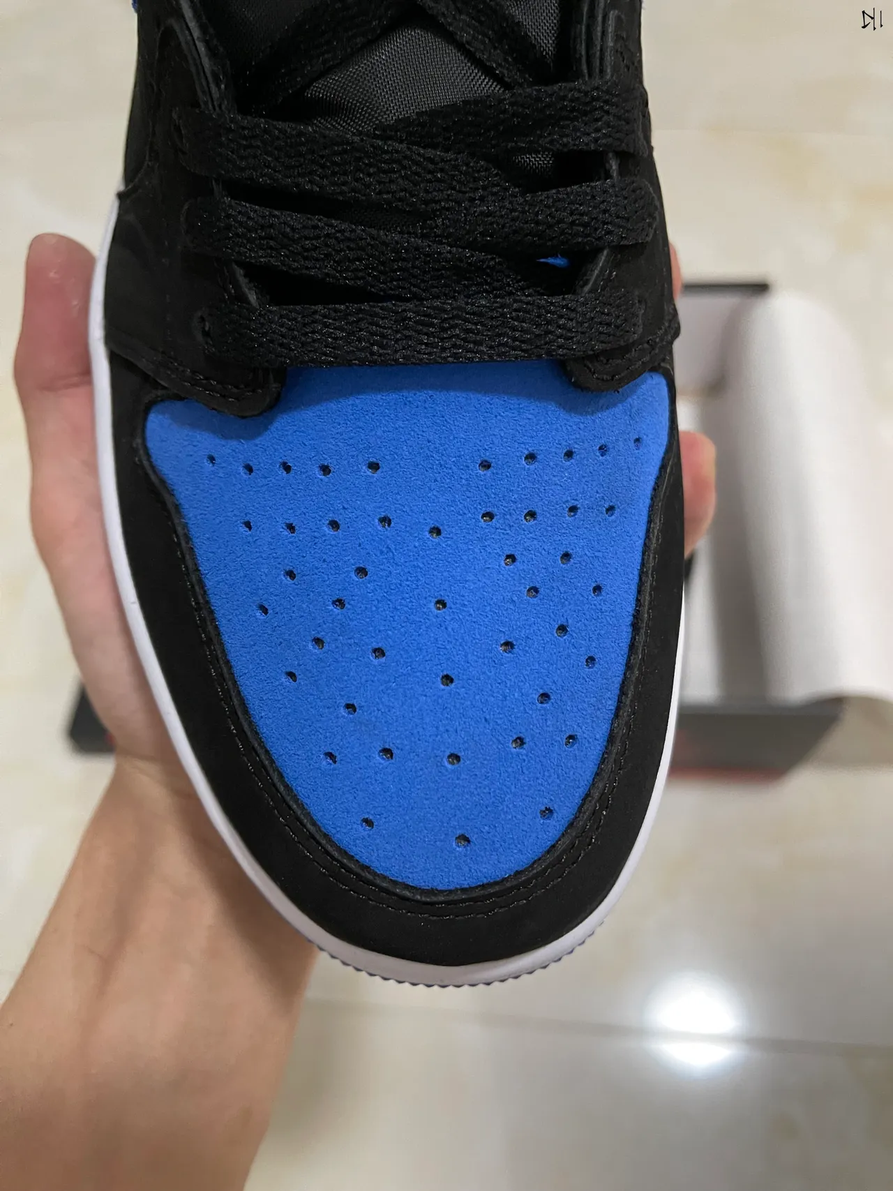 Air Jordan 1 High Black Royal Blue Suede Basketball Shoes 3