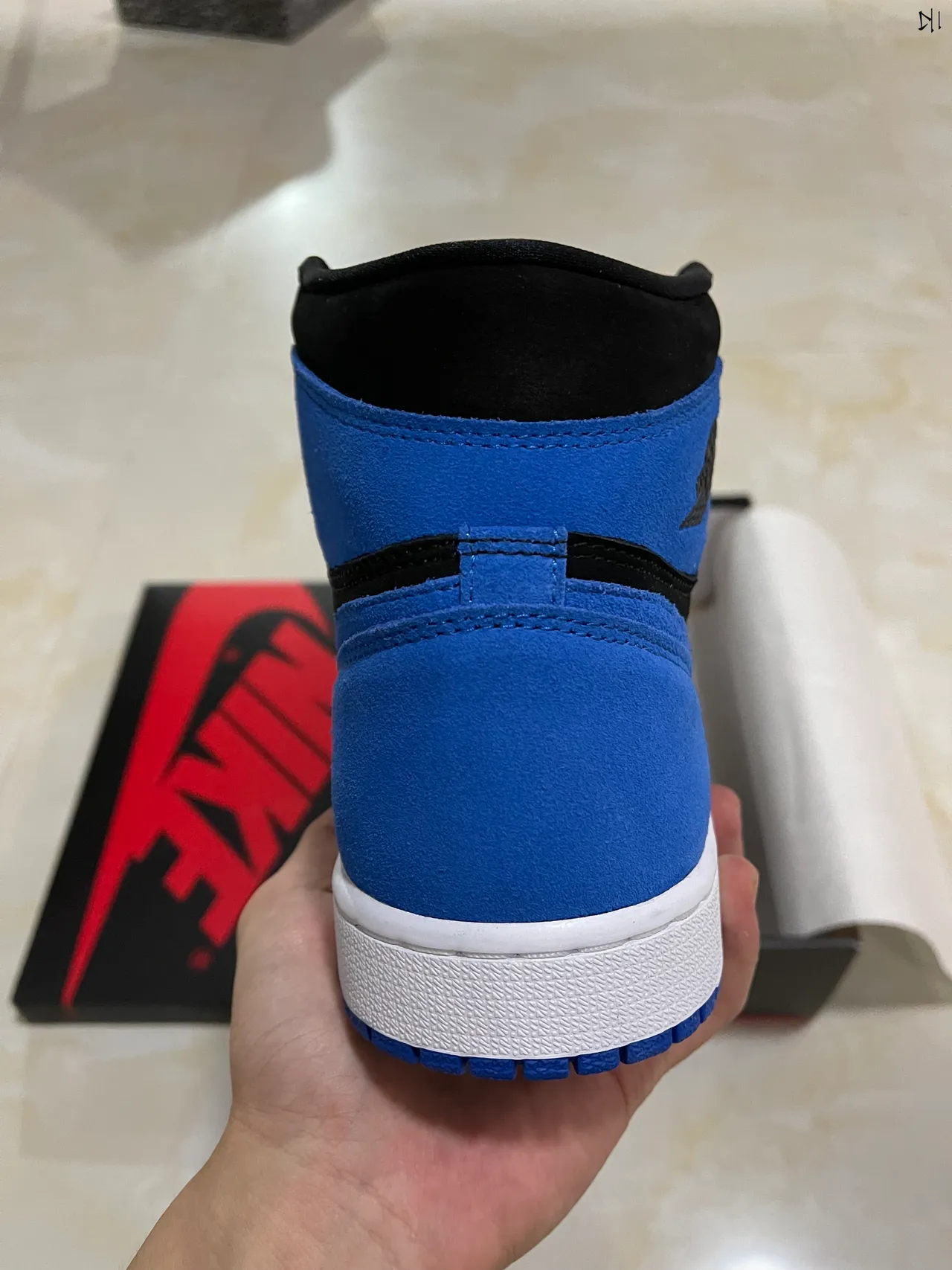 Air Jordan 1 High Black Royal Blue Suede Basketball Shoes 7