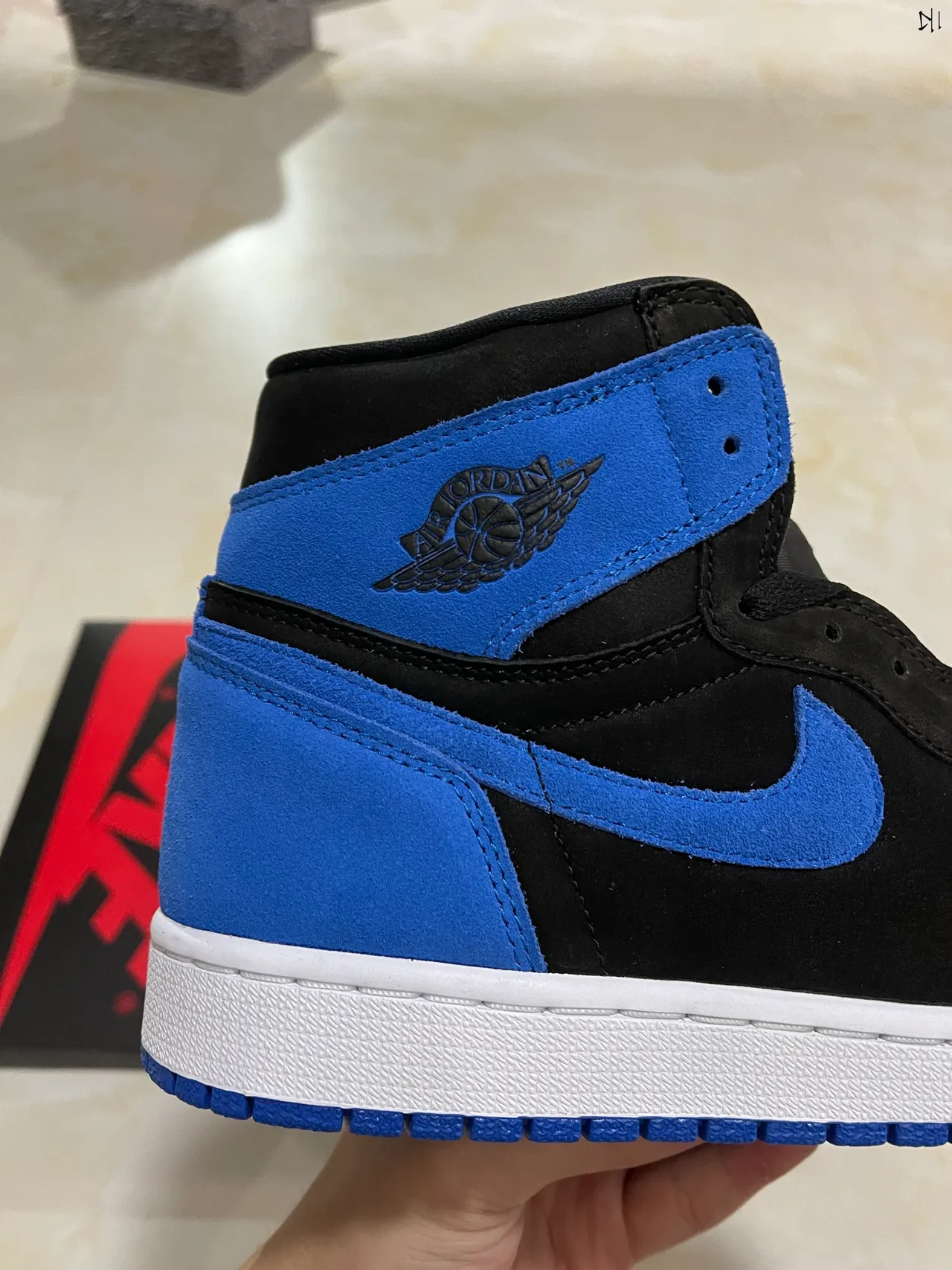 Air Jordan 1 High Black Royal Blue Suede Basketball Shoes 8