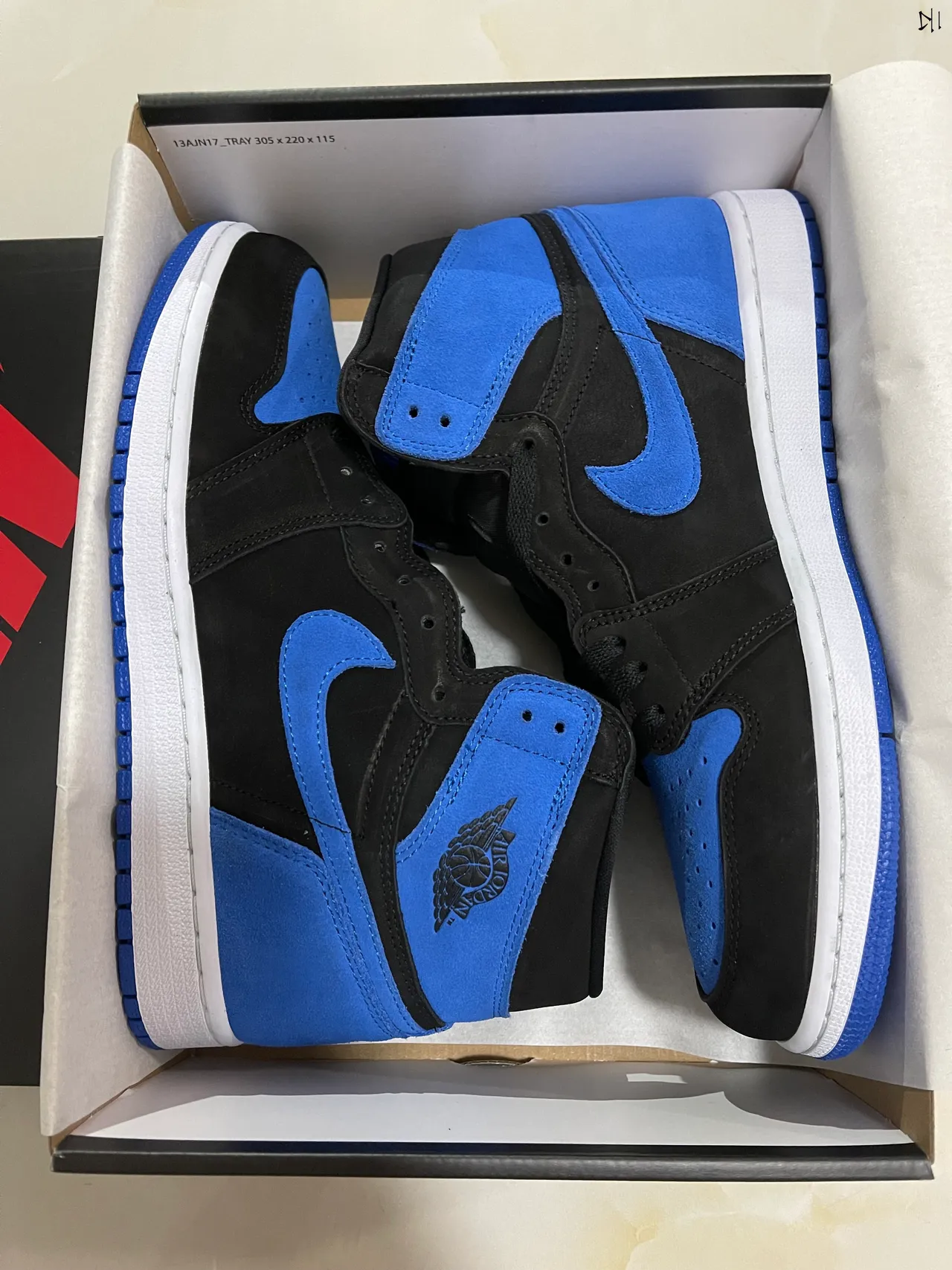 Air Jordan 1 High Black Royal Blue Suede Basketball Shoes 9