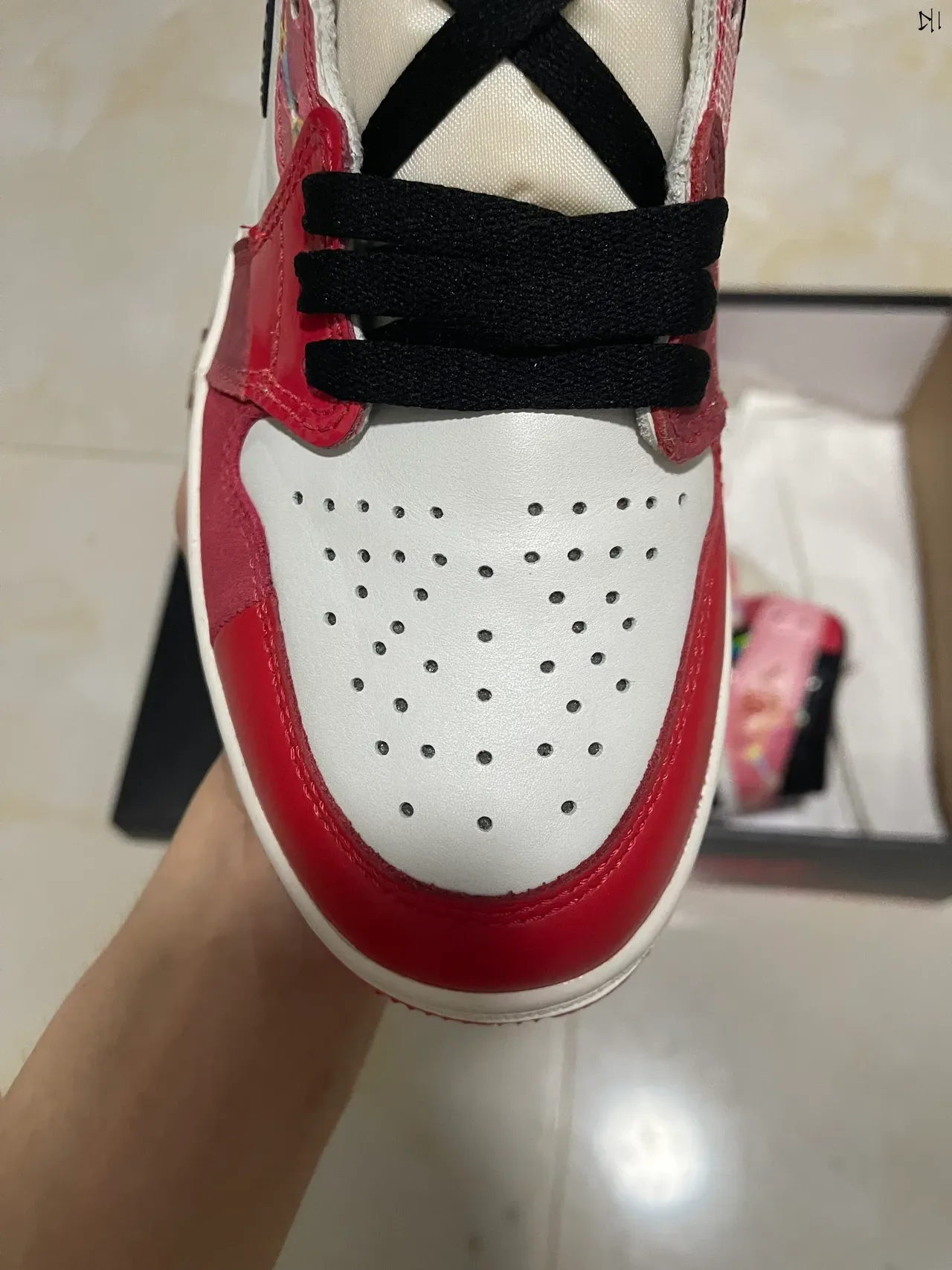 Air Jordan 1 High Multi-Material أحمر أبيض أسود أحذية كرة السلة 3