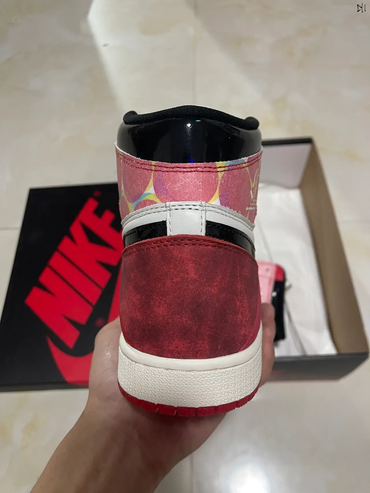 Air Jordan 1 High Multi-Material أحمر أبيض أسود أحذية كرة السلة 6