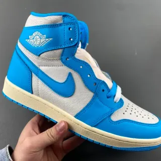 Air Jordan 1 High Top Blue and Gray Basketball Shoes