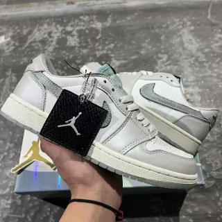 Air Jordan 1 Low Pearl White Metallic Silver Lifestyle Sneakers