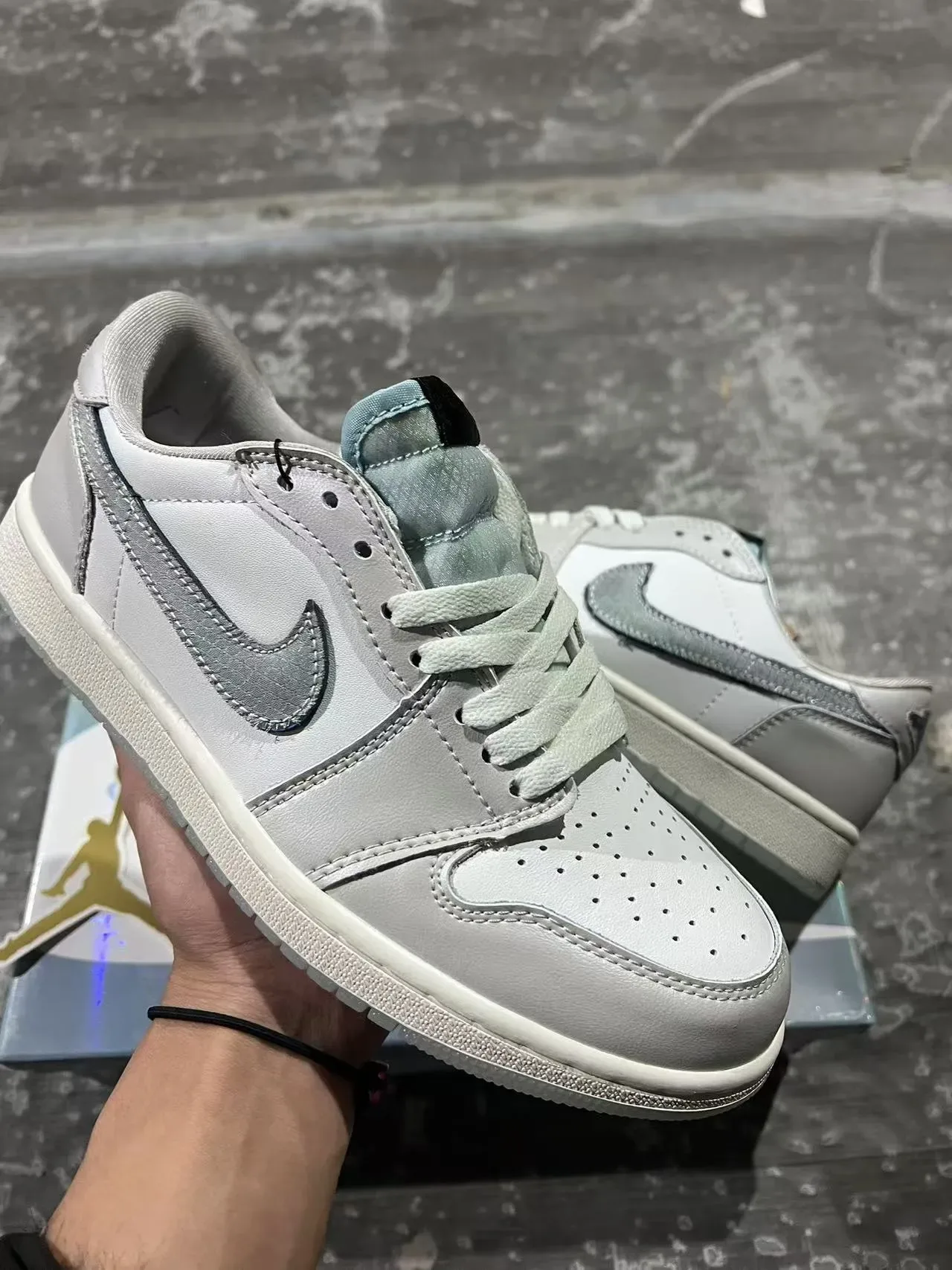 Air Jordan 1 Low Pearl White Metallic Silver Lifestyle Sneakers 2