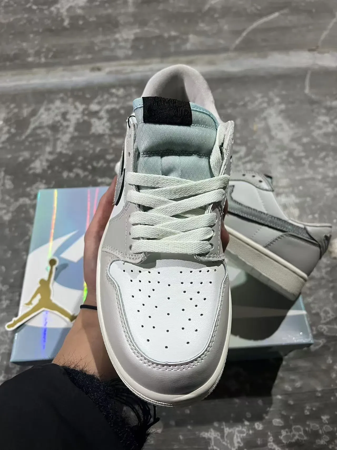 Air Jordan 1 Low Pearl White Metallic Silver Lifestyle Sneakers 3