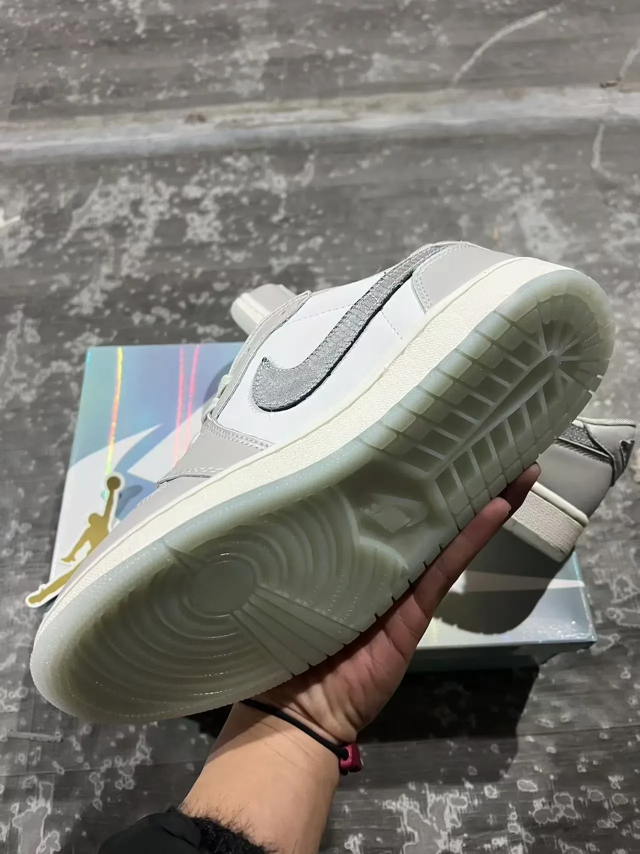 Air Jordan 1 Low Pearl White Metallic Silver Lifestyle Sneakers 6