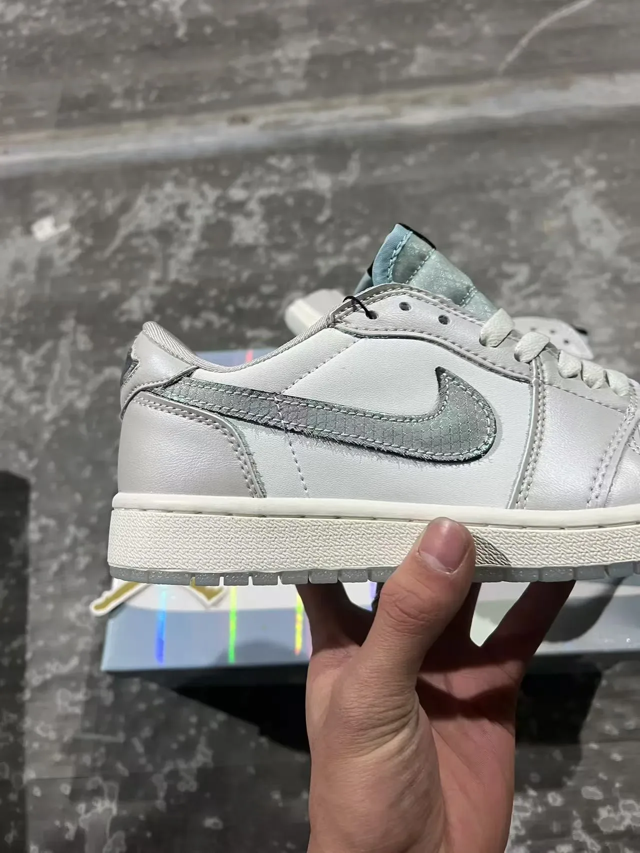 Air Jordan 1 Low Pearl White Metallic Silver Lifestyle Sneakers 7